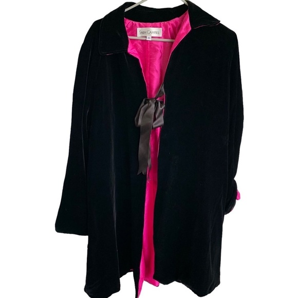 Sara Campbell Silk Velvet Velour Dress with Jacket Small Size 2 Black Pink - Picture 1 of 10